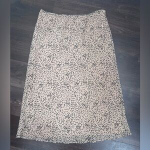 Pleione Black and Cream Midi Animal Print Skirt